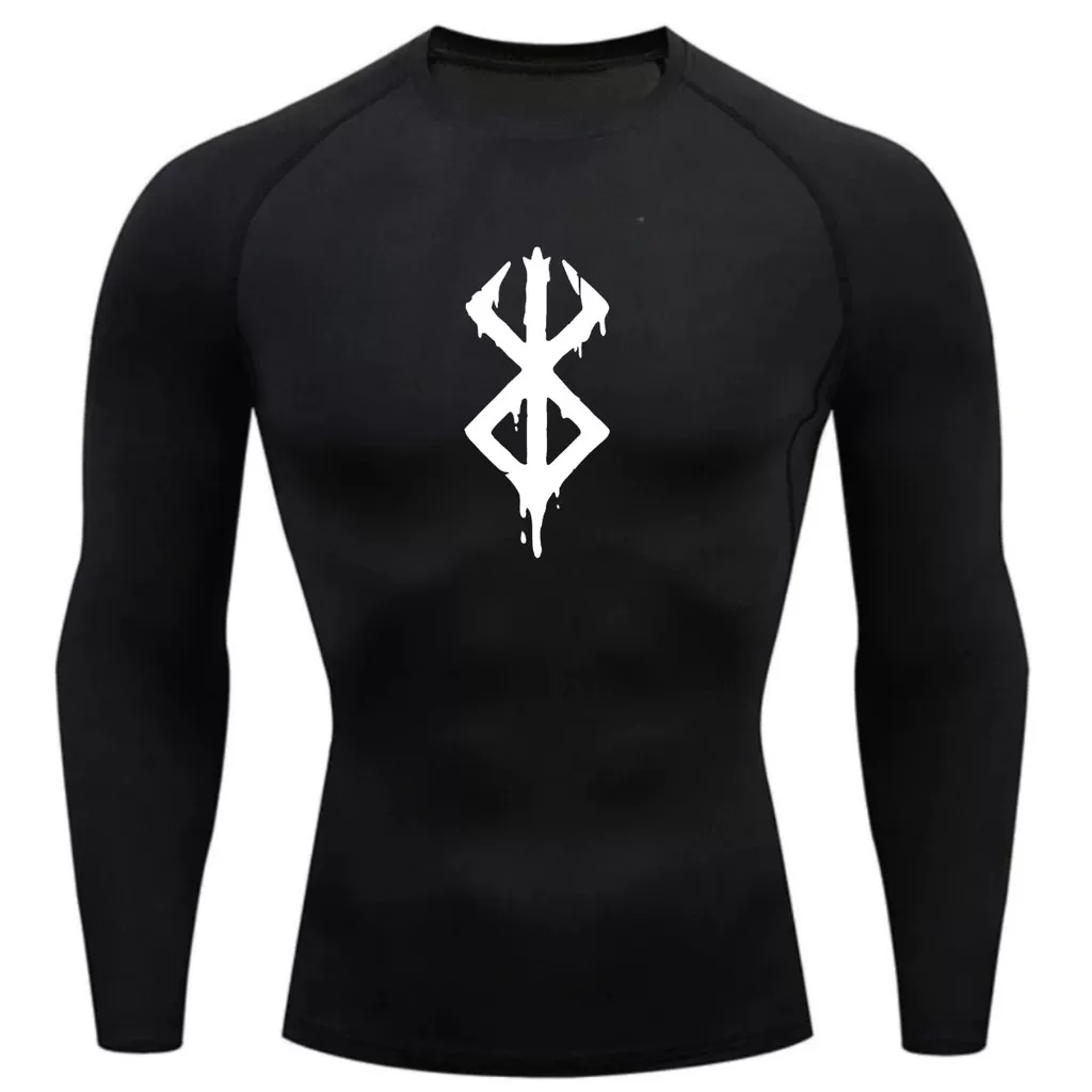 Camisa Compressão Proteção Uv 50+ Estampada Tecido Gelado Segunda Pele Manga Longa Símbolo Berserk R