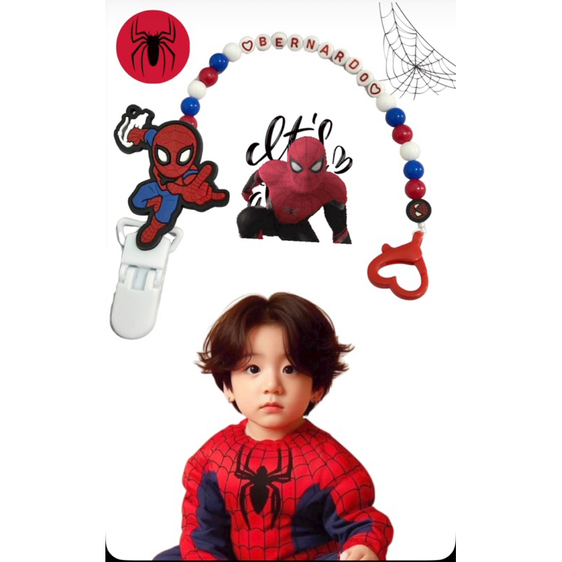 Prendedor de Chupeta  Super Heroi personalizado com o nome da criança