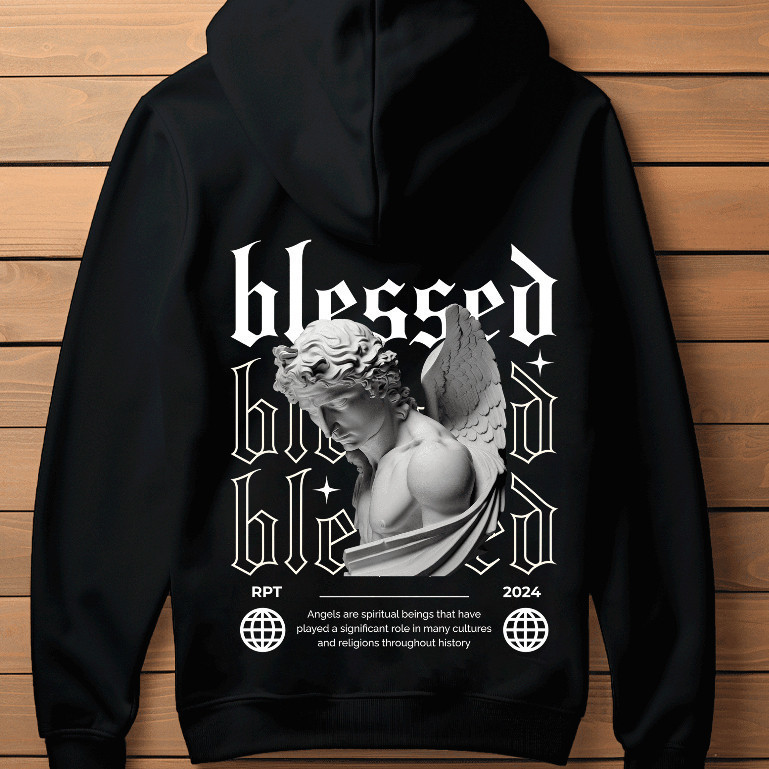 Blusa de Moletom Masculino Respect Blessed Angel C