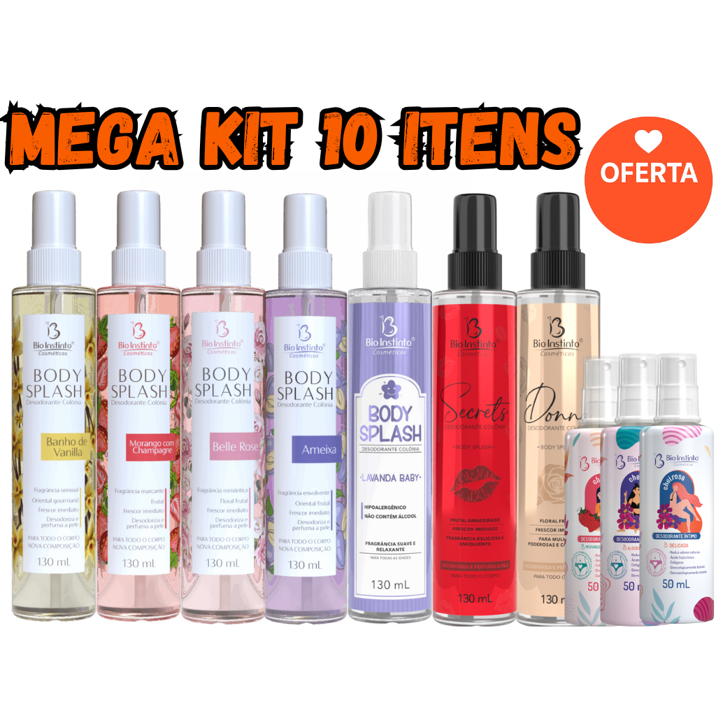 MEGA KIT  Body Splash feminino PERFUMES E DESODORANTES ÍNTIMOS  DELICADEZA E PODER EM UM SÓ KIT