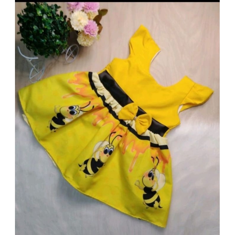 vestido tematico abelhinha tam até 18 meses