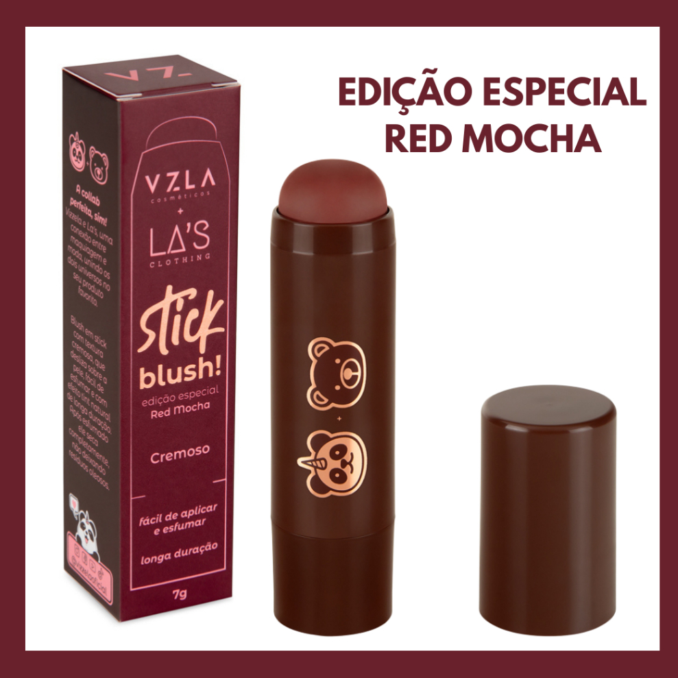 Stick Blush Las Red Mocha Cremoso Vizzela Universal Todo Tipo de Pele Fácil De Aplicar Longa Duração