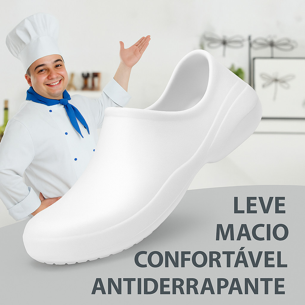Sapato para Cozinheiro Cozinheira Sapato Feminino Hospitalar Unissex Limpeza Cozinha