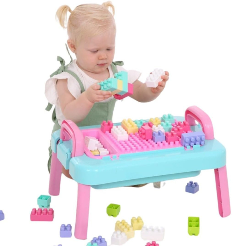 Mesinha Infantil Didática para Bebês 1 ano Blocos de Montar Menina