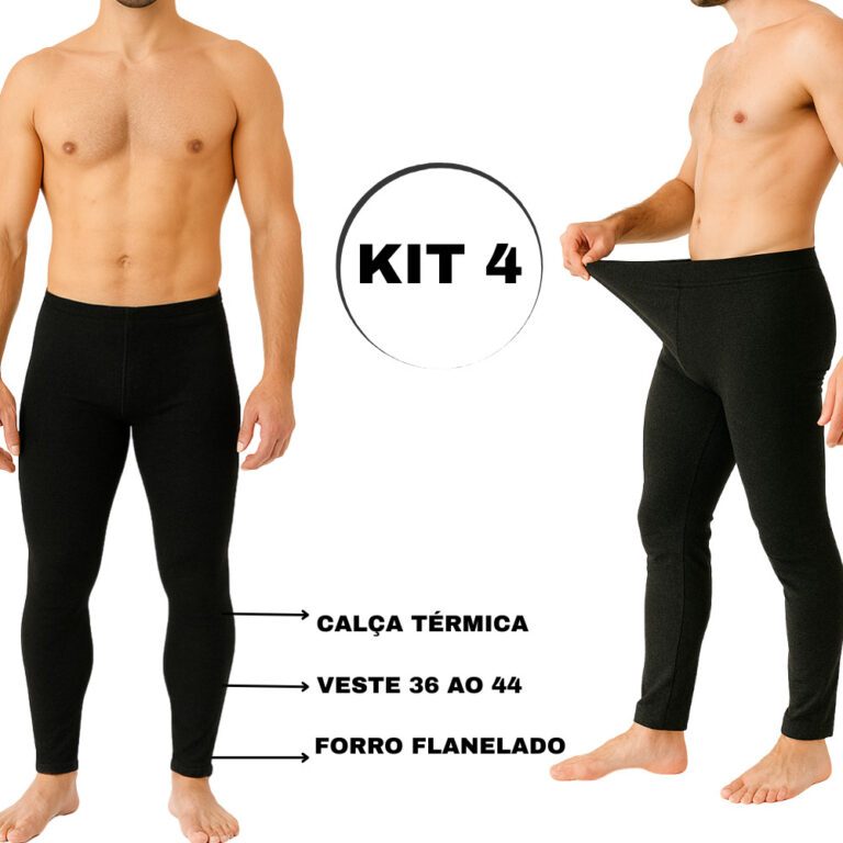 KIT 4 Meia Calça Termica Flanelada Masculina Sem 