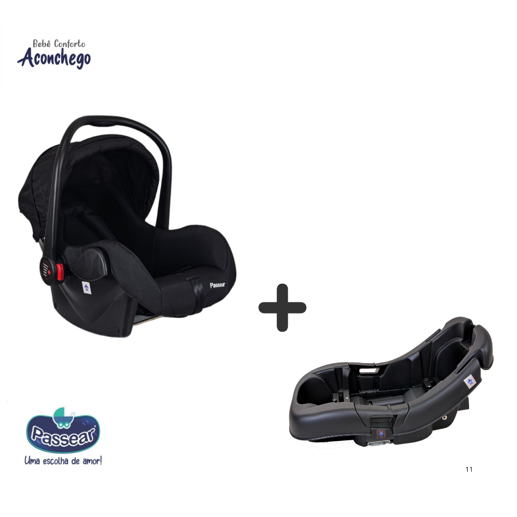 Kit Bebê Conforto Aconchego + Base Veicular 0 a 13kg  Segurança e Praticidade para seu Bebê