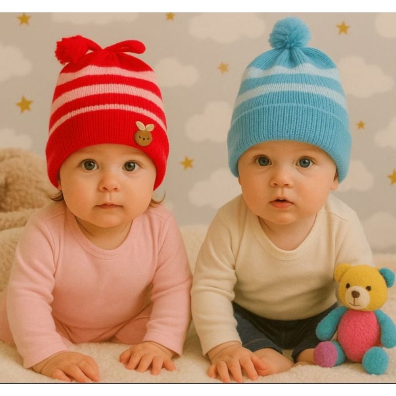 Kit 2 Touca Gorro Infantil/Bebe Menino E Menina Diversas Cores e Estampas De 0 a 2anos