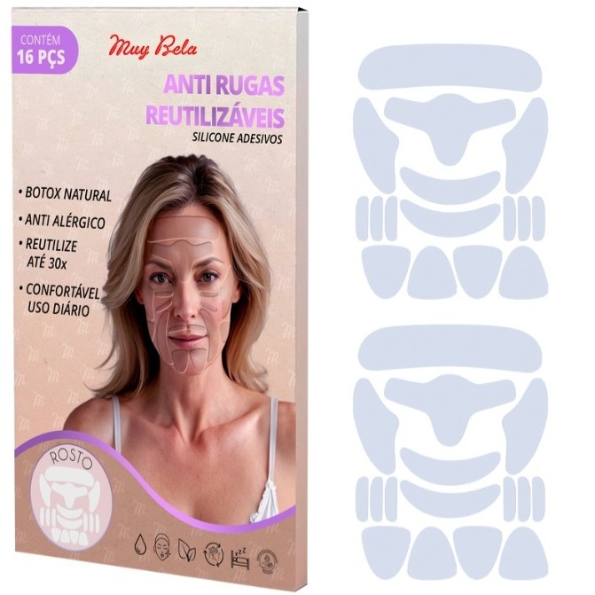 Kit com 2 Silicone Adesivo Lavável Rosto 16 peça