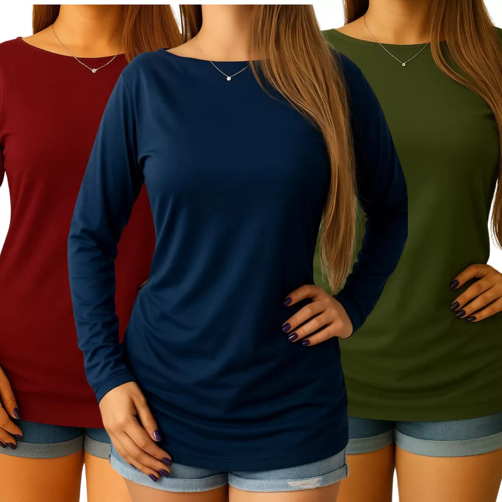 Kit 3 Blusa Blusinha Feminina Manga Longa Long Vest Legging Viscolycra Longa Tapa Bumbum Soltinha Vá