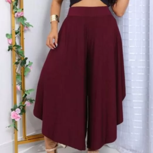 Calça Pantalona Envelope Godê Feminina em Viscol