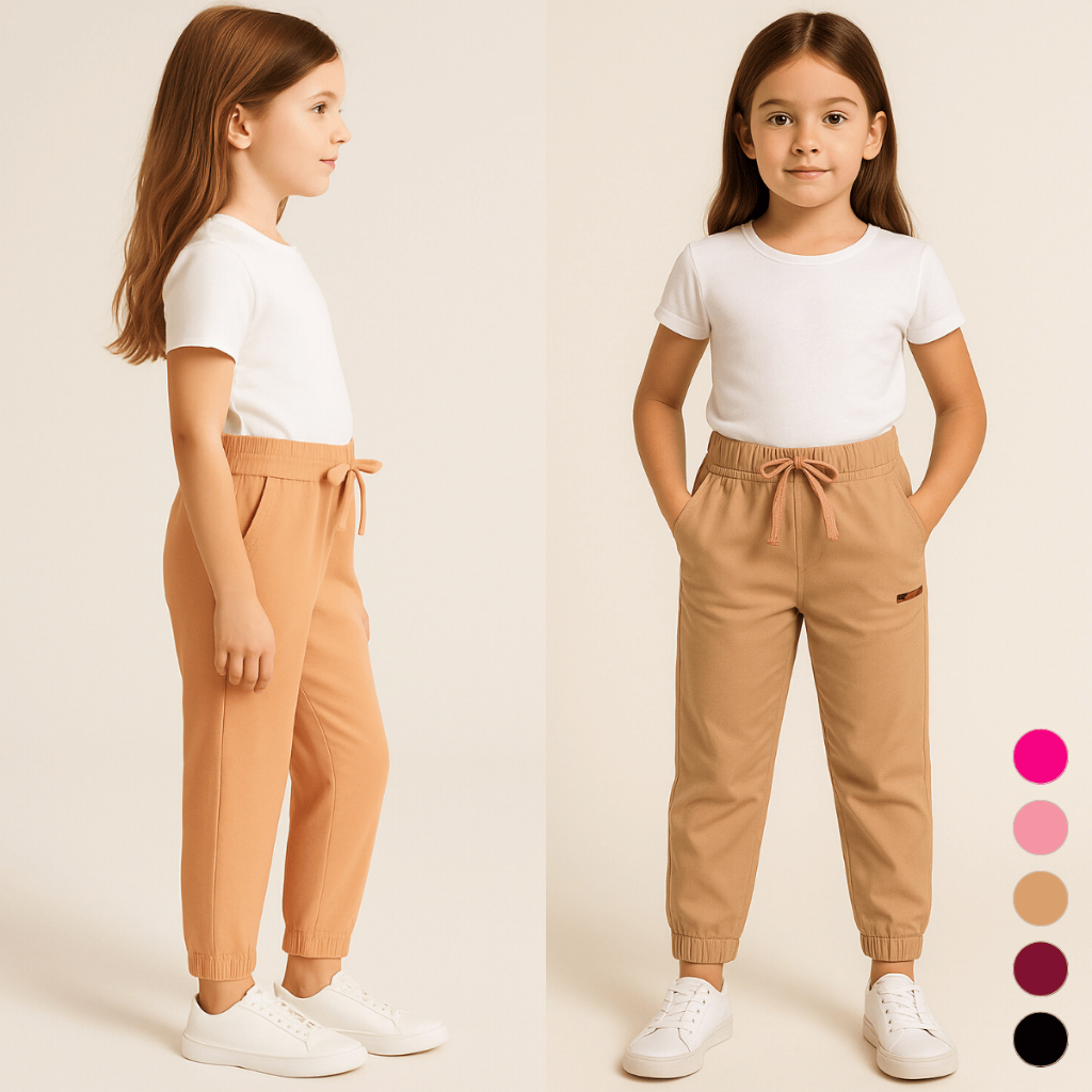 Calça Menina Infantil Juvenil Inverno Frio Jogger Cargo Bengaline Elástico Punho Blogueira Confortos