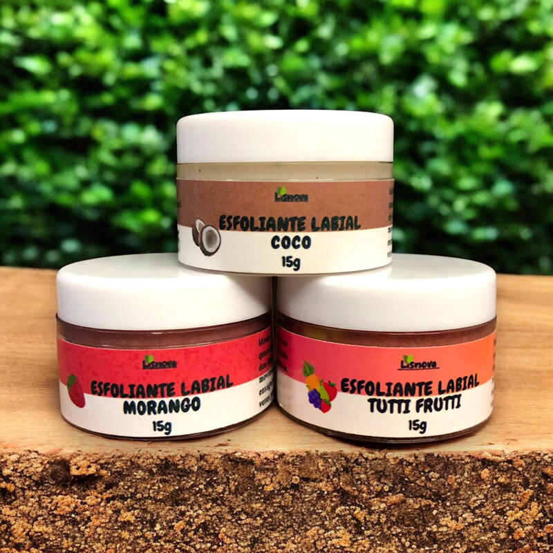 Kit Spa Labial 3 em 1 Esfoliante Vegano | Morango, Coco e Tutti Frutti | Lábios Macios e Hidratado