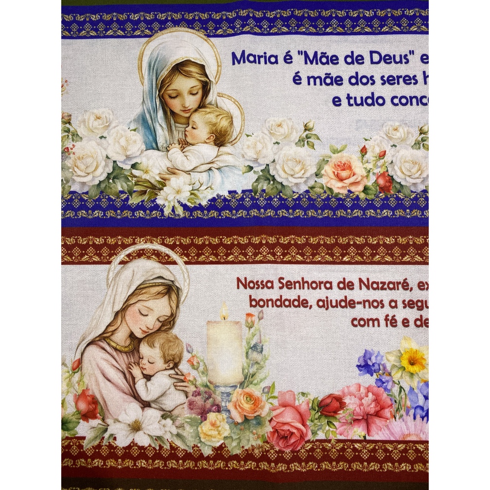 Tecido Tricoline Estampado Barrado Digital 100% Algodão – Orações