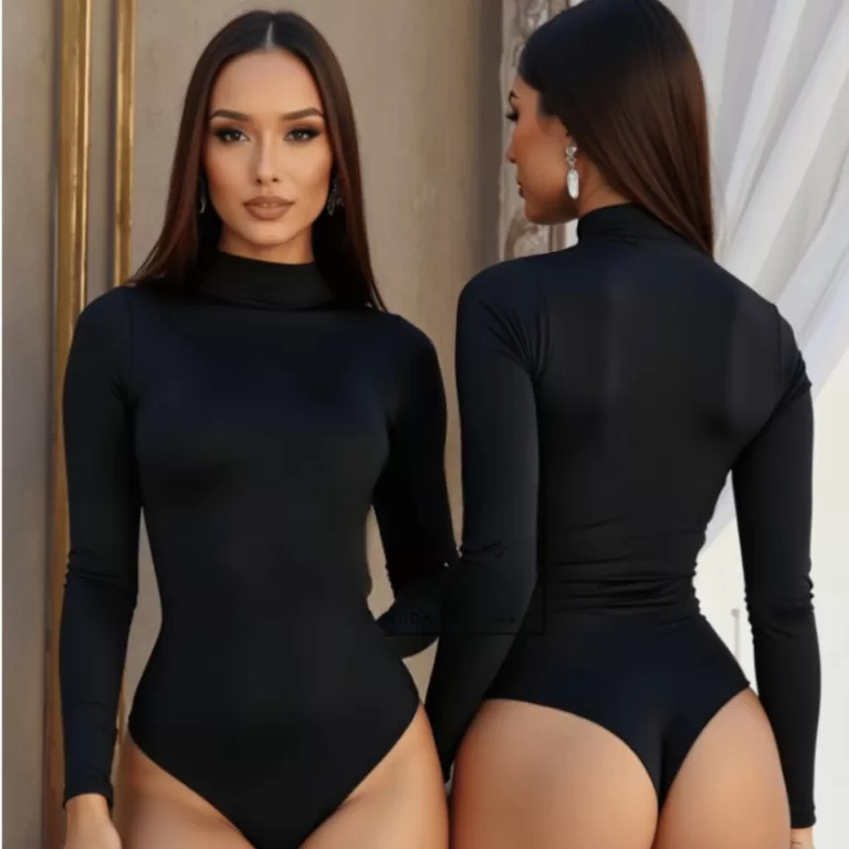 Kit 2 Body Feminino Gola Alta Manga Longa Cacharre