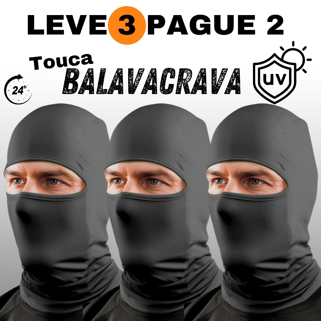 kit 3 Touca Ninja Balaclava Proteção Solar UV50+ Térmica Touca Motoboy Toca motoqueiro