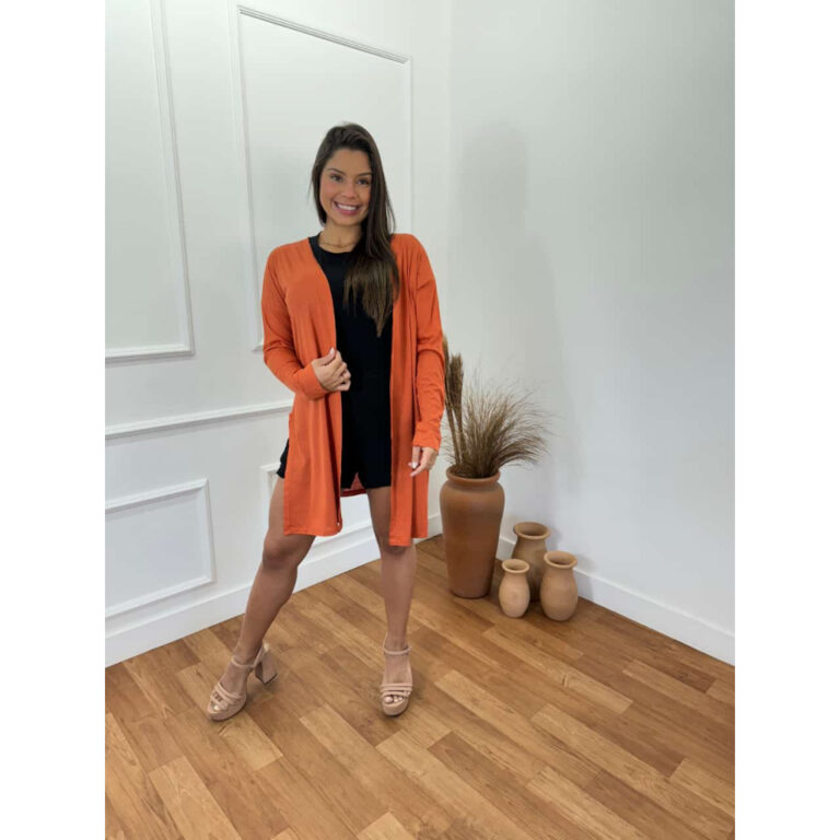 Cardigan Feminino Alongado em Viscolycra  Conforto