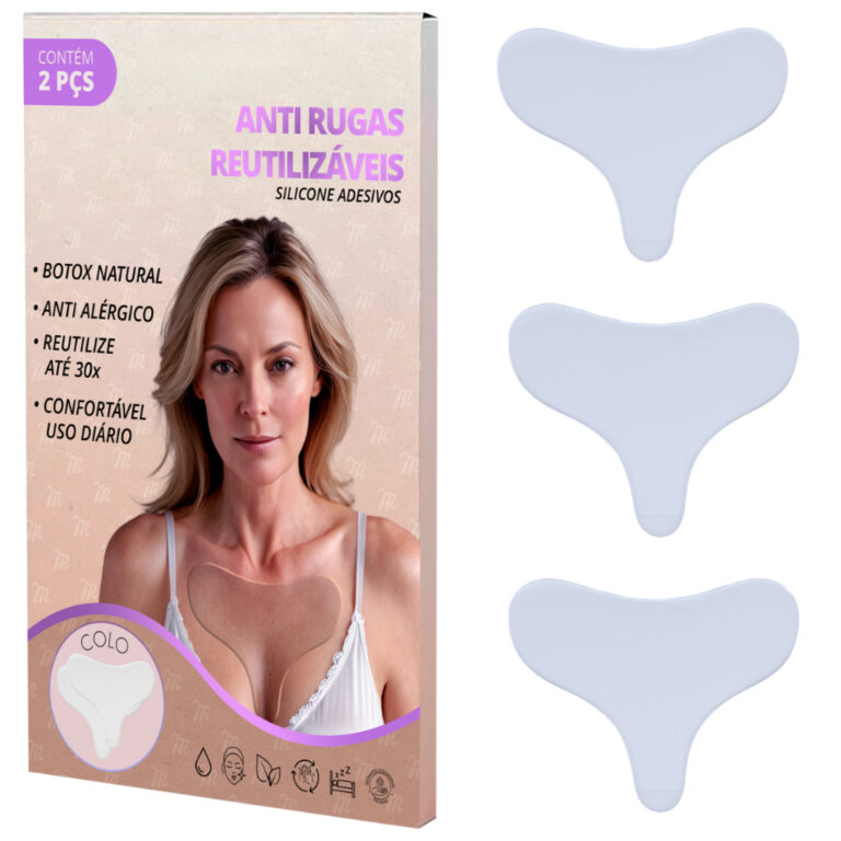 Kit com 3 Silicone Peito Adesivo Anti Rugas Adesiv