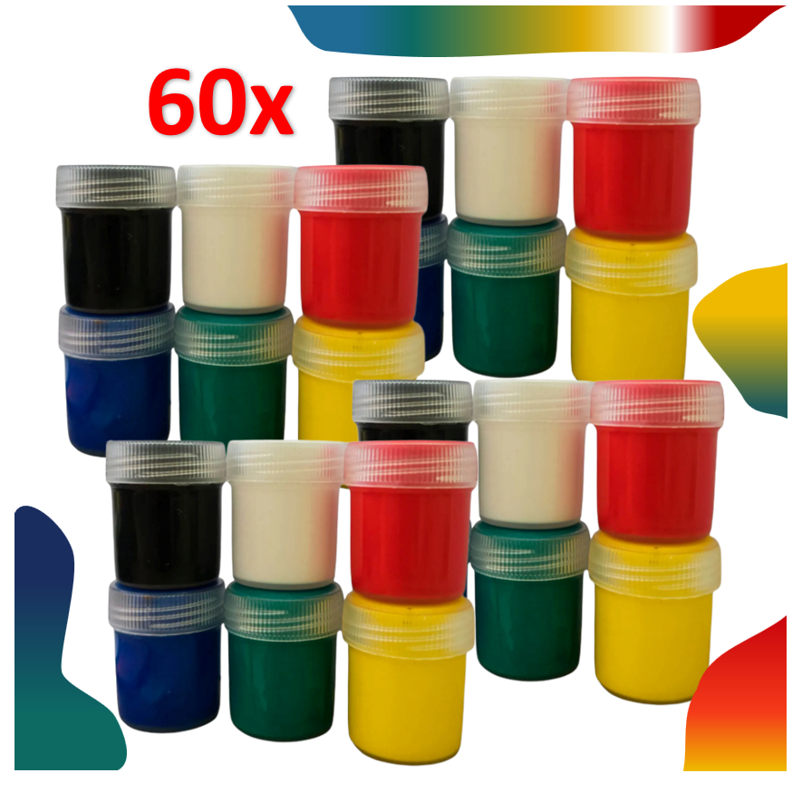 KIT 60 unidades TINTAS GUACHE GLIART AQUARELA, TEMPERA 10 caixas