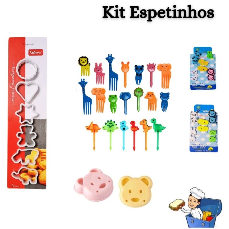 kit Garfinho Espetinho Infantil Cortador Lanche Lancheira