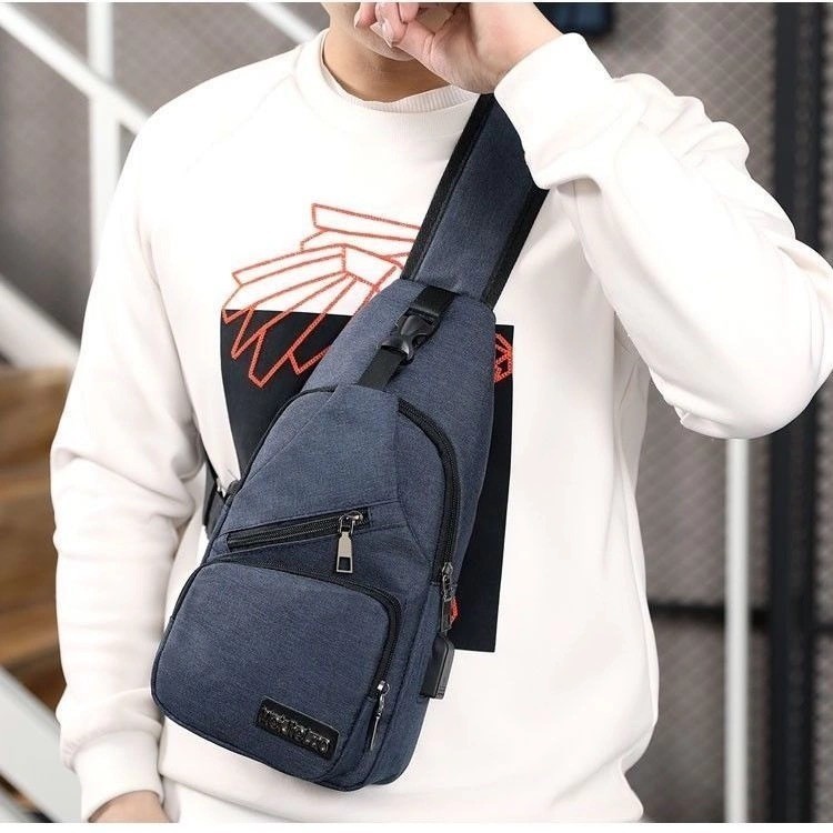 Bolsa de ombro masculina anti-roubo de ombro com e