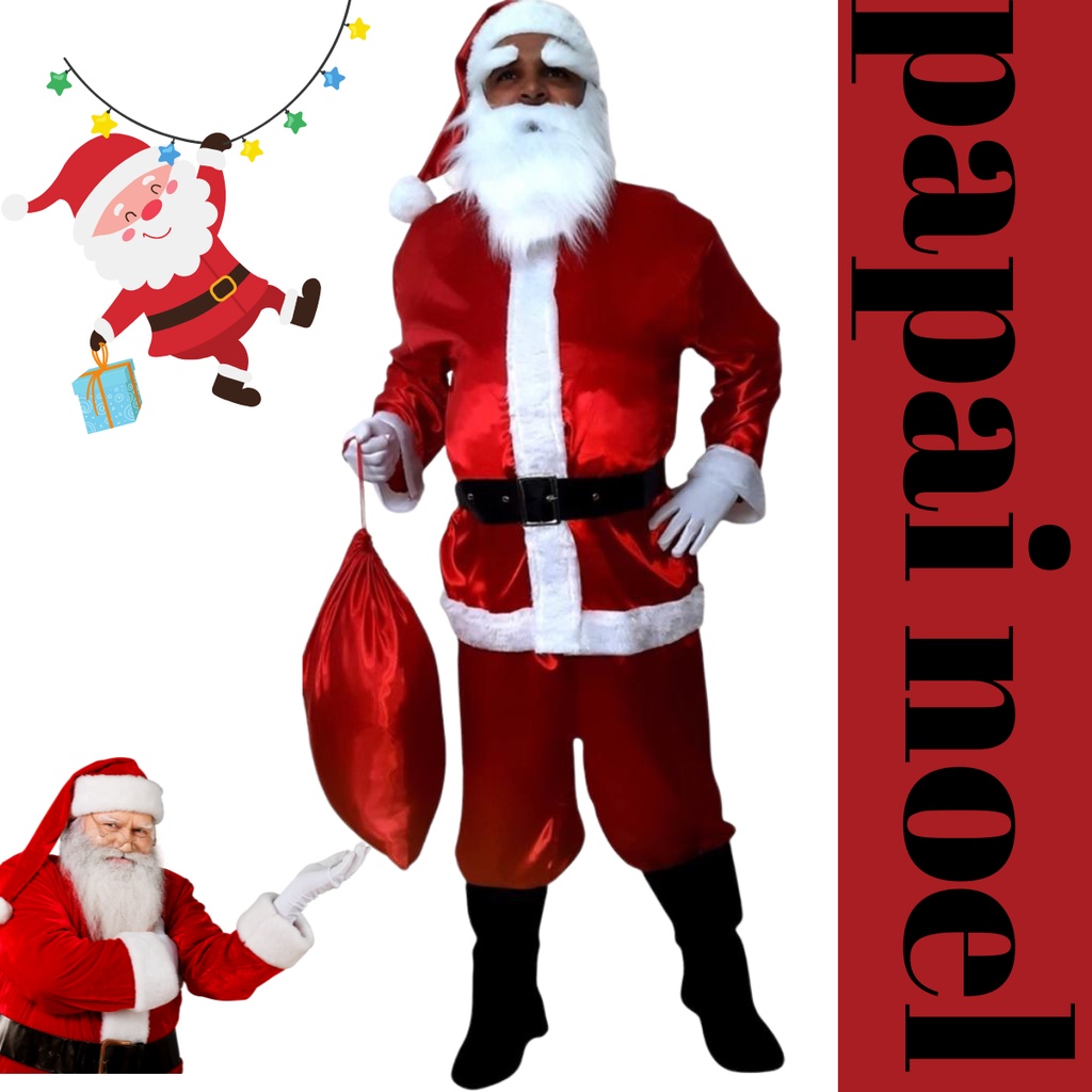 Fantasia Papai Noel em Oxford ou Veludo Luxo –  6 Peças –  Fantasia Luxo Premium FULL Entrega Rapida