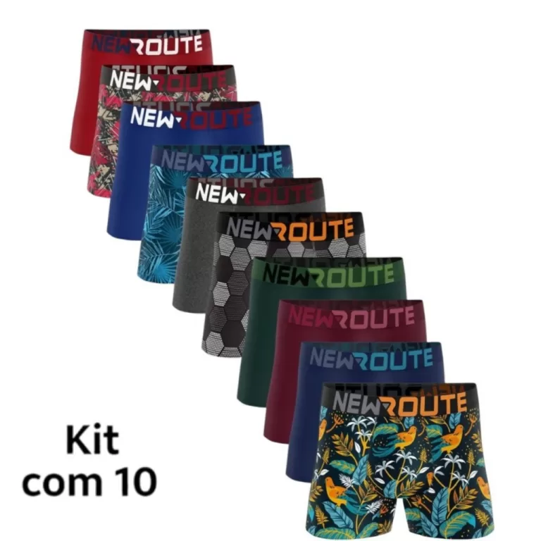 Kit Cueca Boxer Masculina New Route Cuecas Box Mic