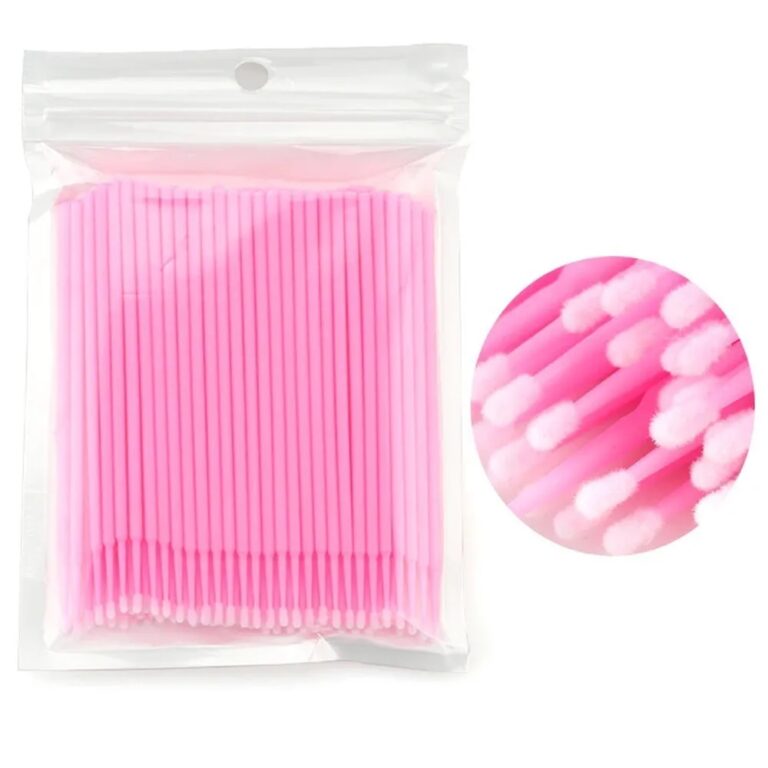 Kit 300 Microbrush Cotonete Alongamento Cilios Fio