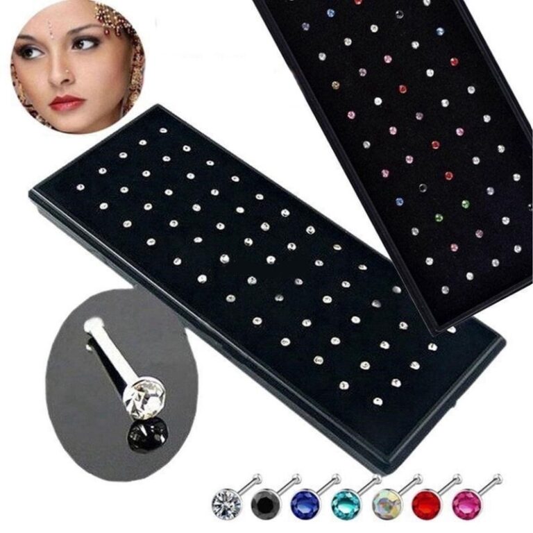 Kit Com 40 Piercing de Nariz Cristal Reto/Dobrar l