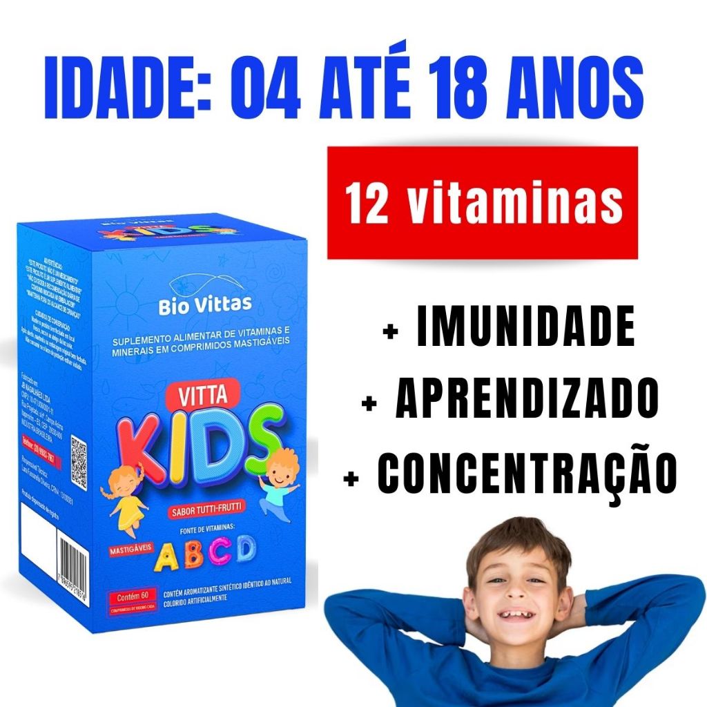 Vitta Kids Vitamina Infantil Completa 04 a 18 anos