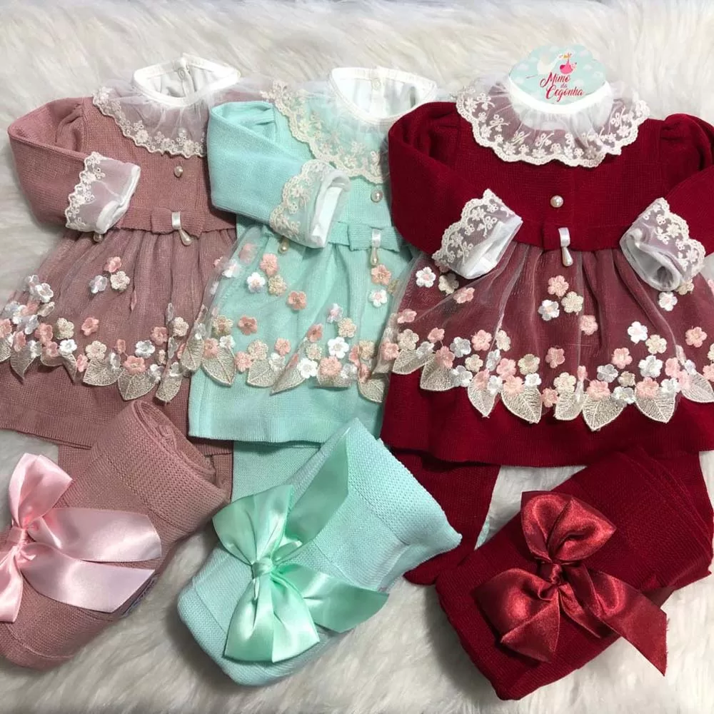 Saída Maternidade Bebê Menina Princesa Tricot Recém Nascido