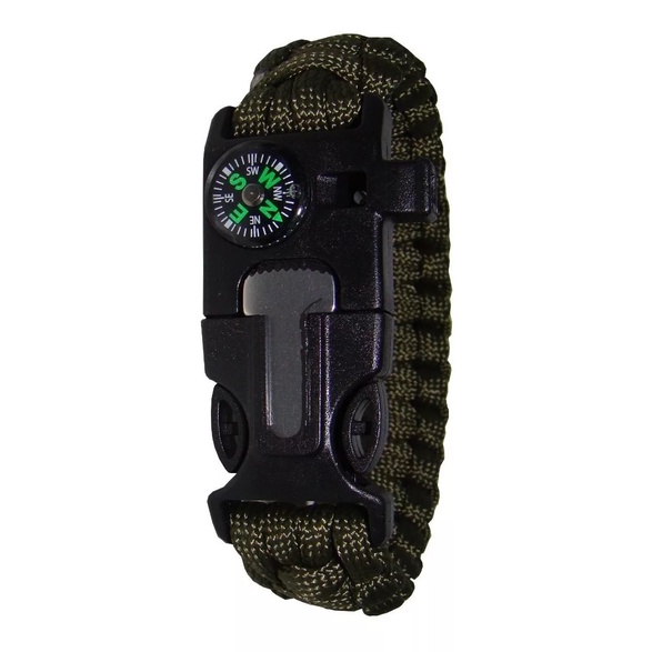Pulseira Bracelete Sobrevivência Apito + Pedernei