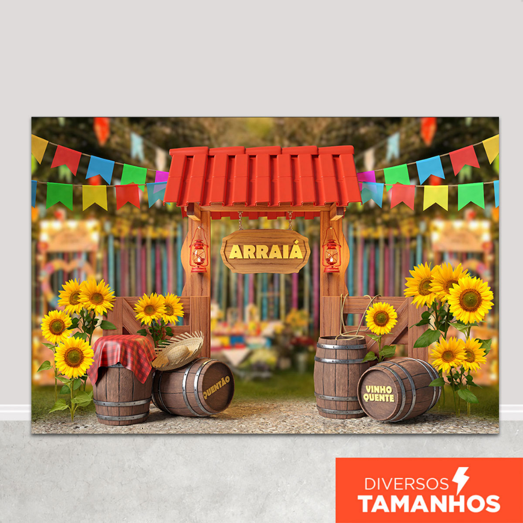 Fundo Fotográfico Festa Junina São João Decoração Arraiá Cenário Painel para Foto Tecido Sublimado