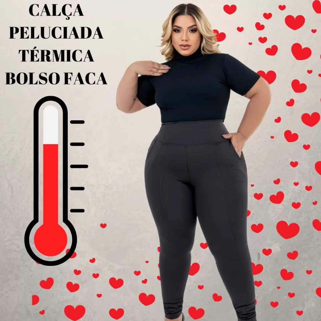 Calça Legging Flanelada Com Bolso Tecido Grosso Zero Transparência M ao G4