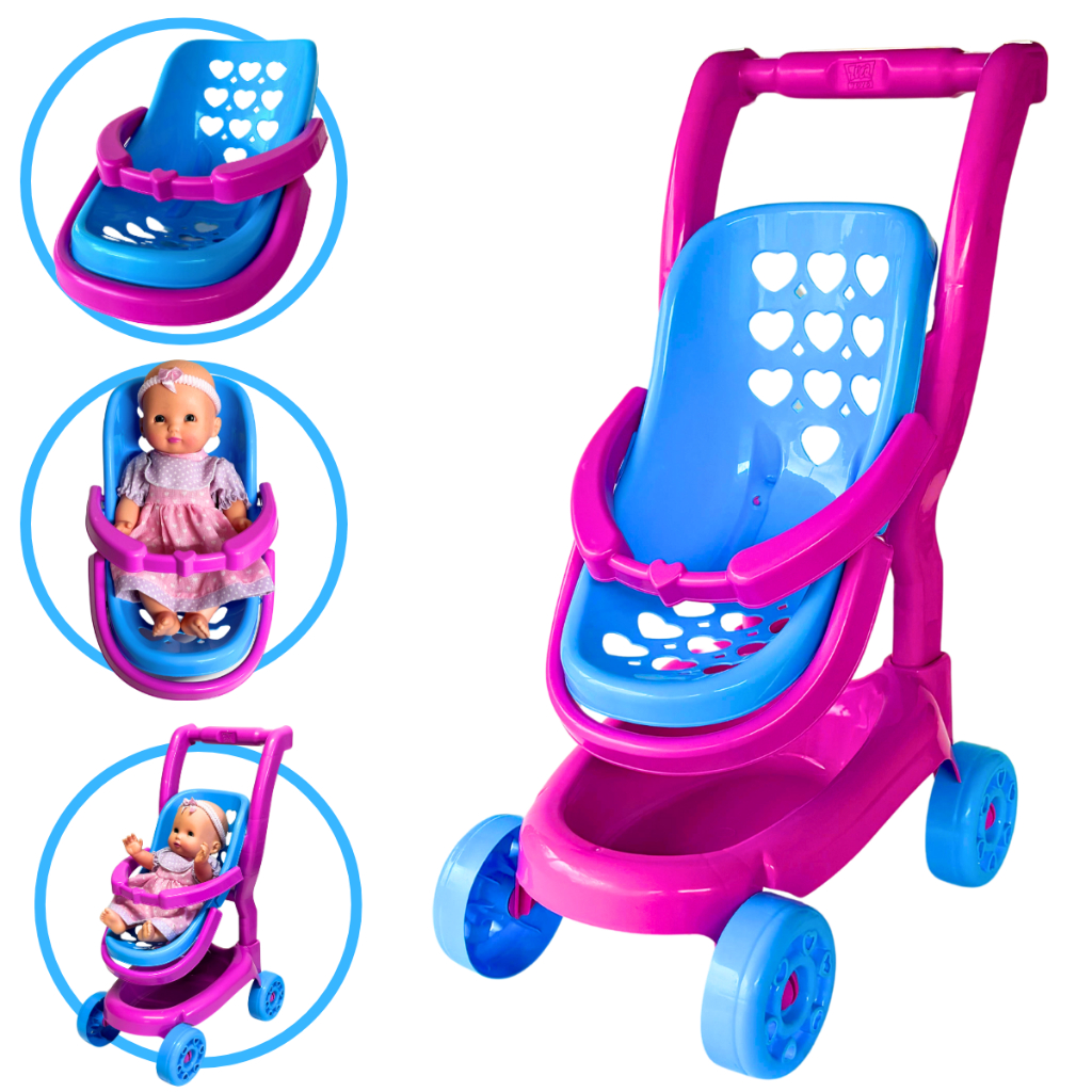 Carrinho de Boneca vira Bebê Conforto 2 em 1 Brinquedo Menina Rosa Faz de Conta