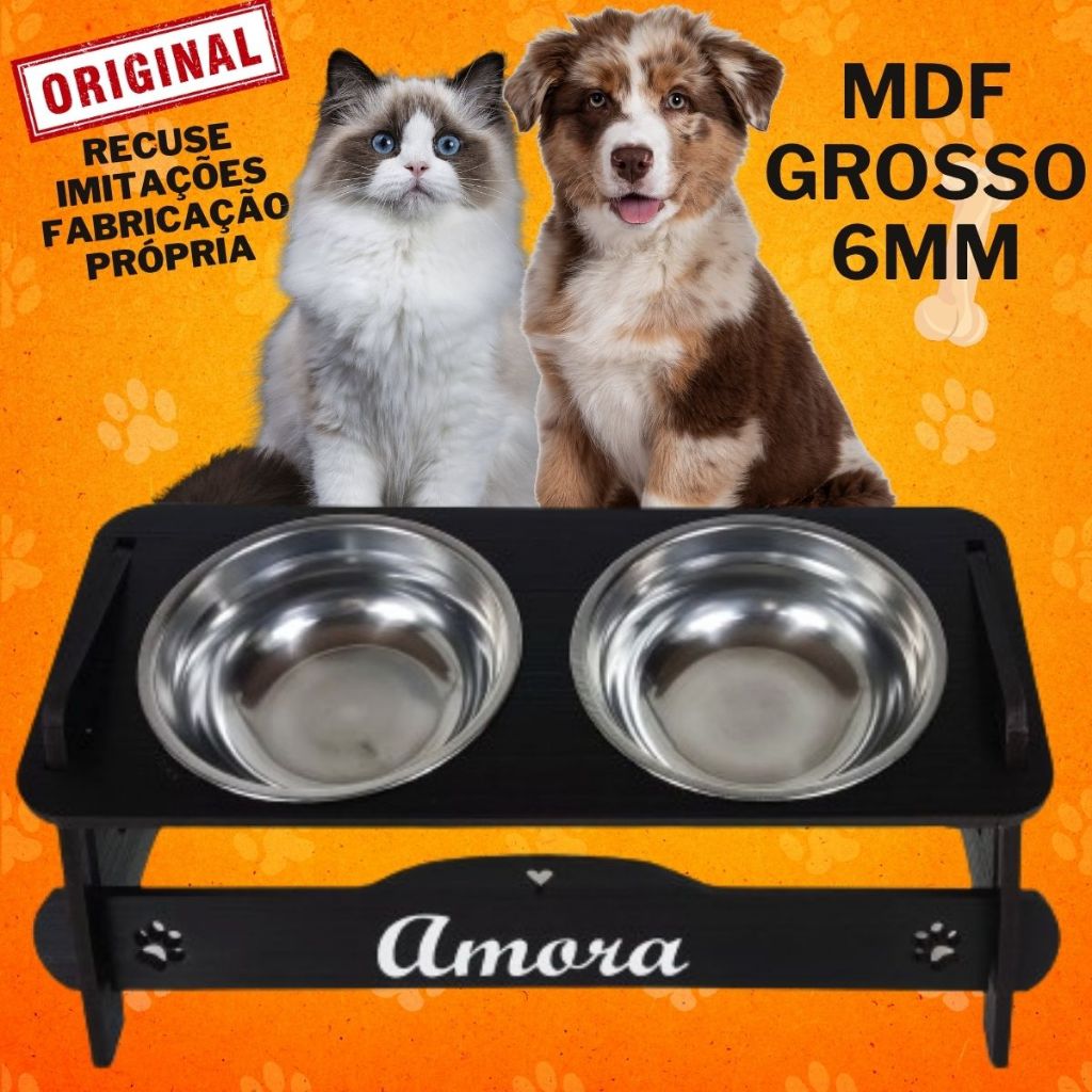 Comedouro PERSONALIZADO inclinável  com TAMPAS Pet Cão e Gato Pet