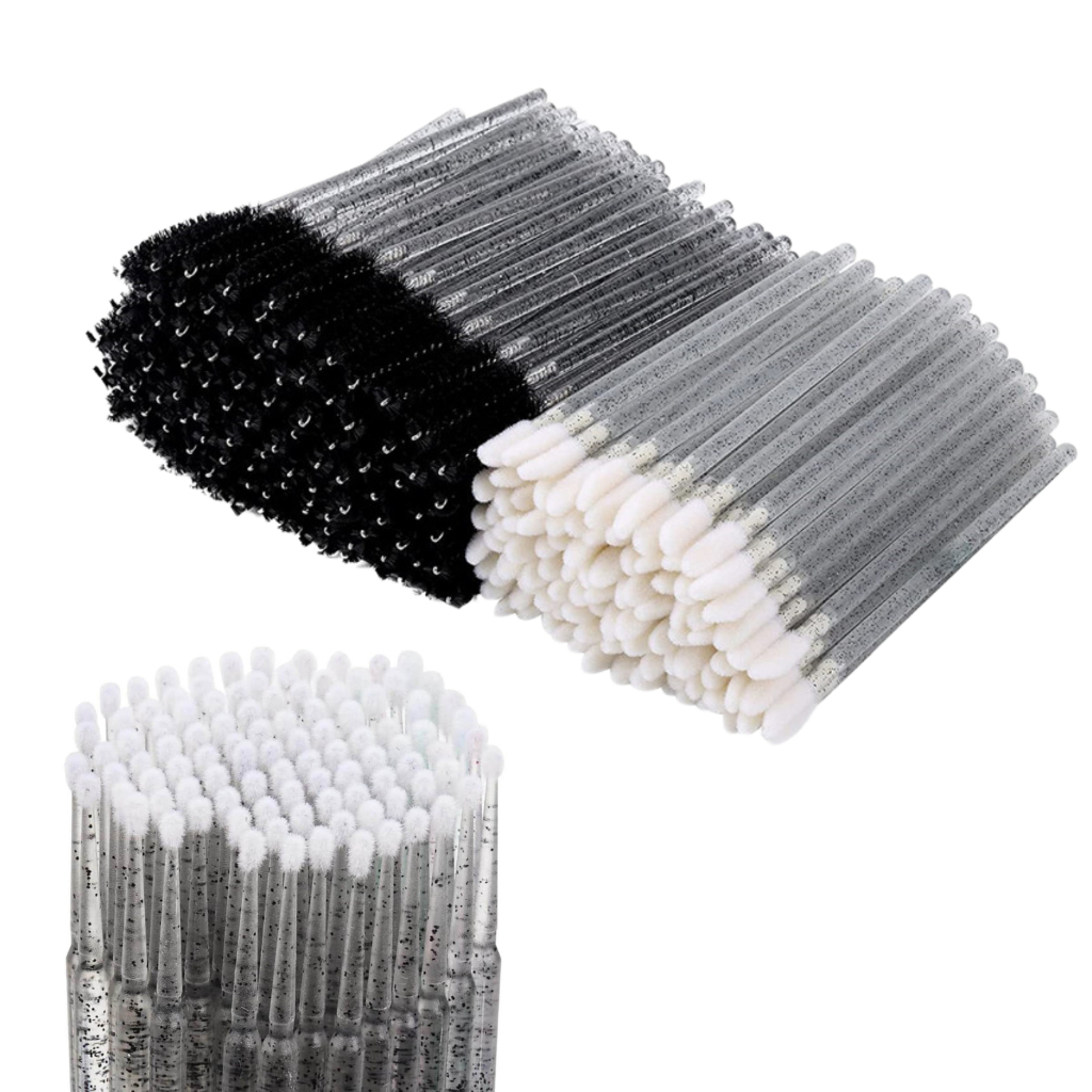 Kit Escovinhas + Microbrush + Aplicador Cotonete – Alongamento Cílios