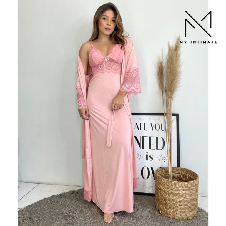 Kit de Robe e Camisola LONGOS sem Bojo de Microfib