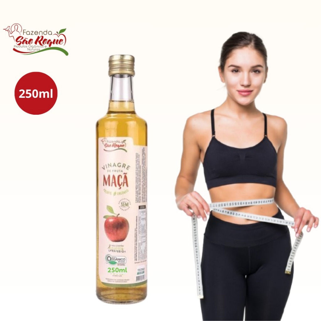 Vinagre de Maçã Orgânico 500ml ou 250ml  Acidez 4,2%  Fazenda São Roque