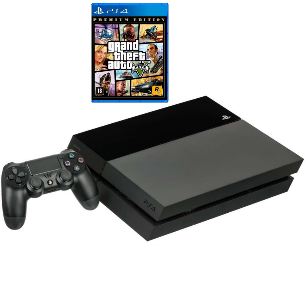 Video Game PS4 FAT + 1 ou 2 Controles + 1 Jogo – Seminovo – 500GB