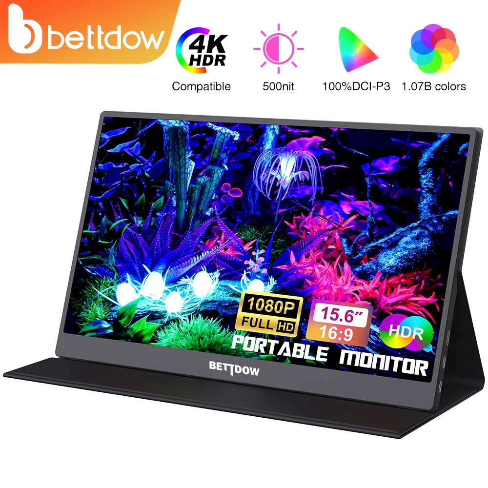 BETTDOW  Monitor Portátil para laptop 15.6 1920*1080p 4k fhd ips monitor portátil para ipad/pc/mac/t