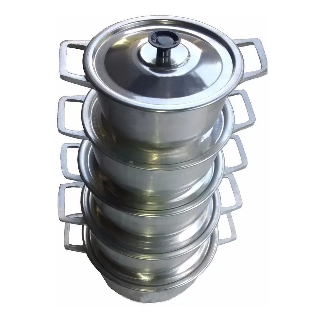 kit com 3 Panelas Alumínio Batido Polida Fundido N. 18/18/20