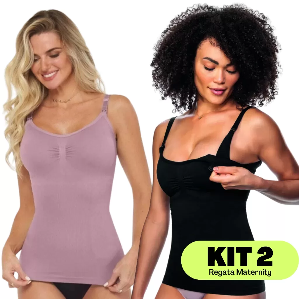 Kit 2 Regata Para Amamentação Sem Costura Com Alça Ajustável Maternidade Mãe