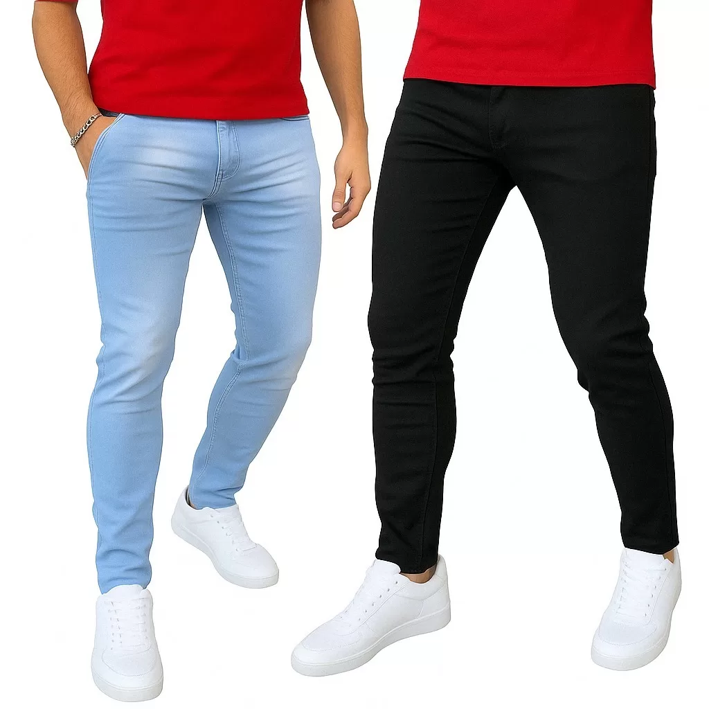 kit calça jeans masculina SKINNY  preta e clara com elastano original direto da fabrica envio imedia