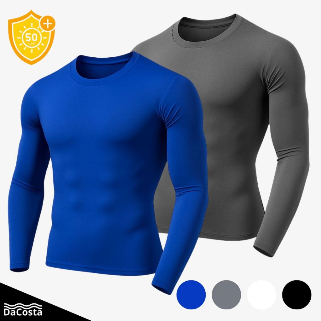 Kit 2 Camiseta Térmica Masculina Proteção SolarUV50+ Manga Longa pra Esportes Atividades ao Ar Livre