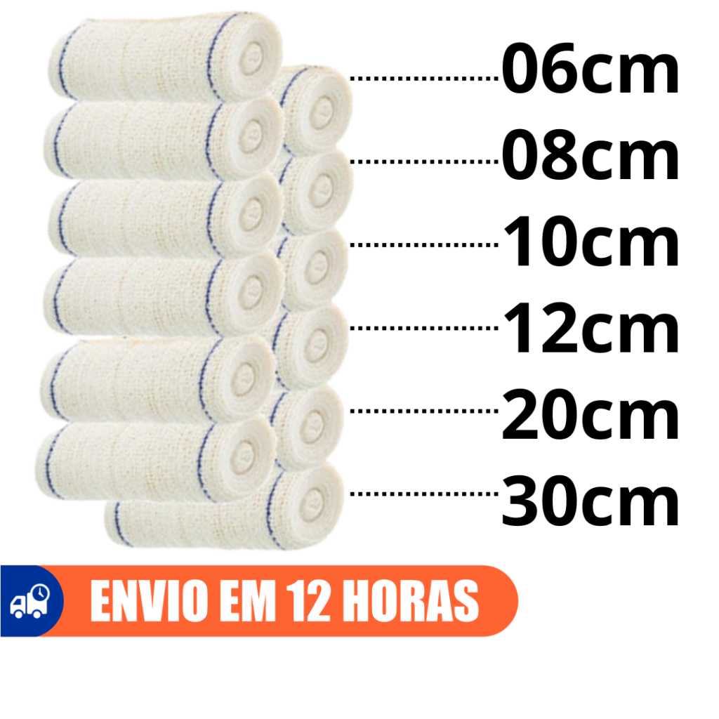 Atadura De Crepom 13 Fios 12 Rolos Todos Tamanhos Clean