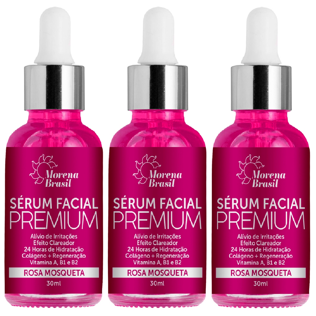 Kit 3x Sérum Facial Rosa Mosqueta Morena Brasil – Pele Perfeita com o Melhor Sérum do Brasil
