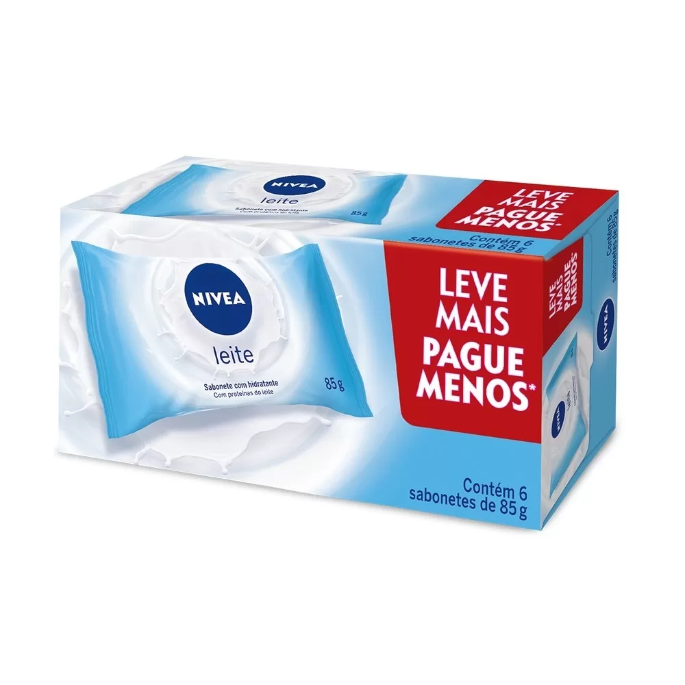Kit NIVEA Sabonete em Barra Hidratante Leite 85g (6 unidades)