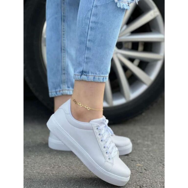 Tênis Feminino Básico Com Cadarço Algodão