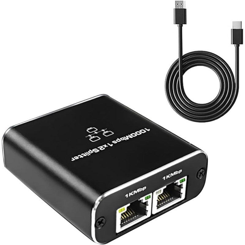 Adaptador Splitter Rj45 Rede De 1×2 Gigabit 1000Mbps Ativo