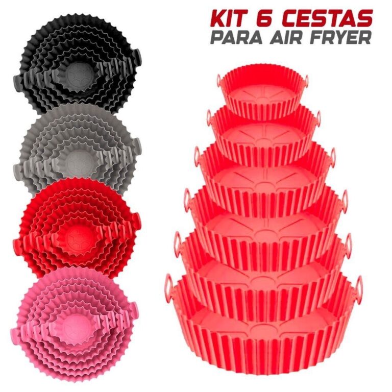 Kit 6 Formas de Silicone Para Air Fryer Reutilizá